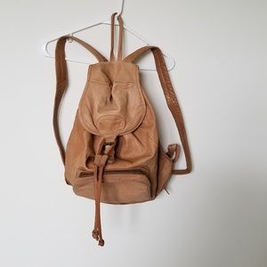 Vintage leather camel backpack